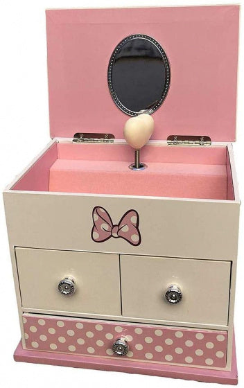 sieradenkist Minnie Mouse 16,5 cm hout roze/wit