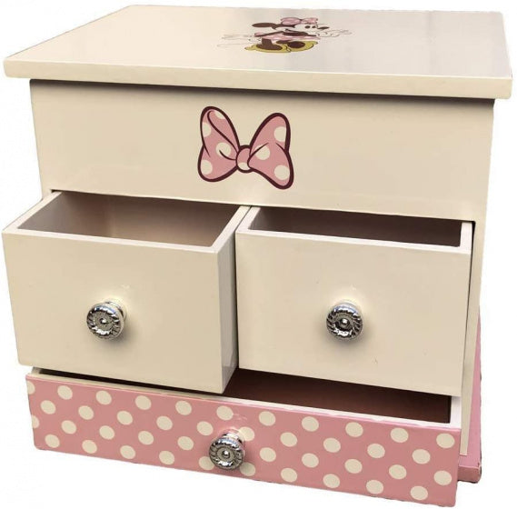 sieradenkist Minnie Mouse 16,5 cm hout roze/wit