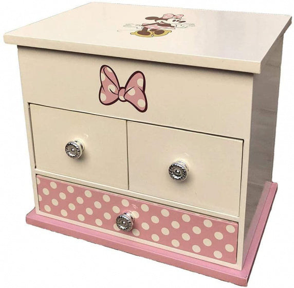sieradenkist Minnie Mouse 16,5 cm hout roze/wit