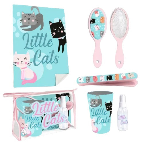 toilettas gevuld Little Cats blauw 6-delig