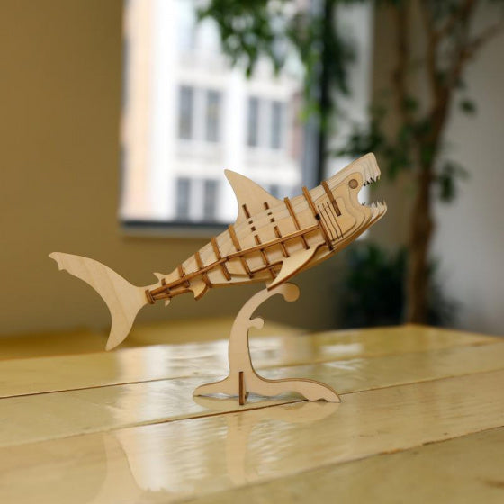 3D-puzzel haai 24 x 15 cm hout naturel