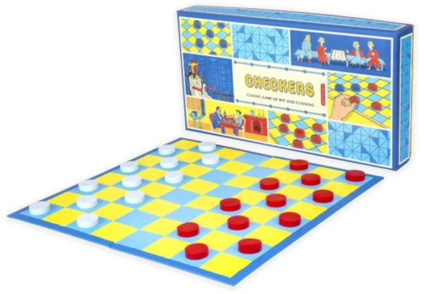 damspel Checkers 30 x 30 cm geel/blauw 3-delig