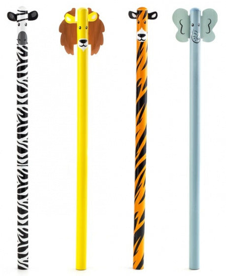 dierenpotlood safari junior hout 4 stuks