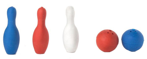 gum bowlen set rubber blauw/rood/wit 12 stuks