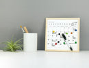 memobord kalender 20 x 20 cm staal/hout wit