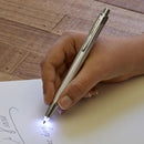 pen met zaklamp led 14 cm zilver