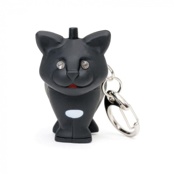sleutelhanger kat led 5 x 5 cm zwart