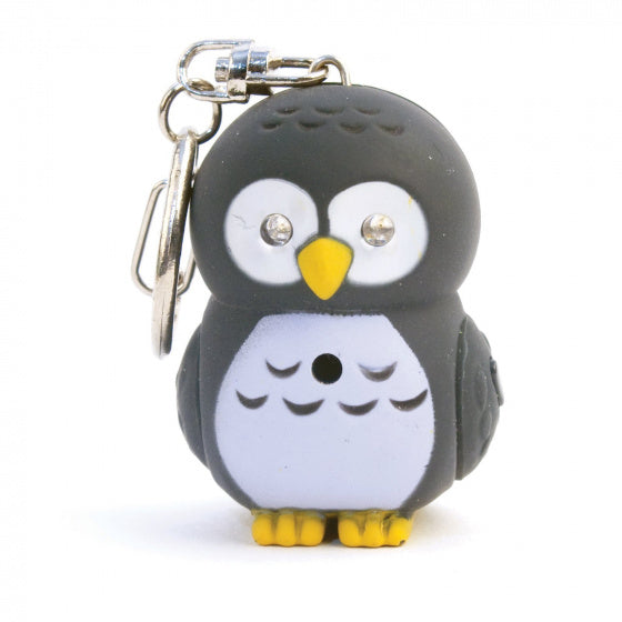 sleutelhanger Owl Led 5 x 3,8 cm rubber grijs