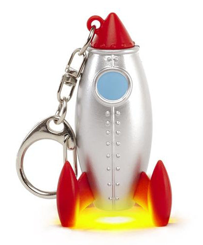 sleutelhanger raket led 2,8 x 5,8 cm zilver/rood