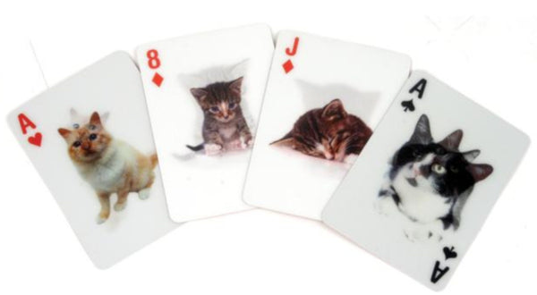 speelkaarten 3D Cats 9 x 6 cm karton rood 54-delig