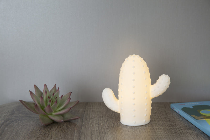 tafellamp Cactus led 12,2 x 8,1 cm porselein wit