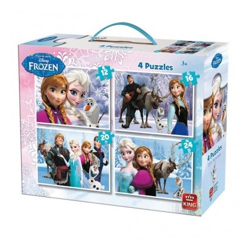 King Puzzel-Koffer Disney Frozen 4 Puzzels 12-16-20-24 Stukjes
