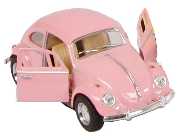 auto Volkswagen Beetle 1967 pull-back 1:32 staal roze