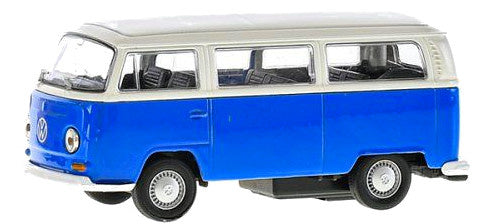 bus Volkswagen T2 jongens 12 cm staal die-cast blauw