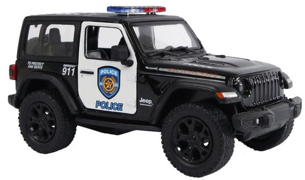 Jeep Wrangler Politie USA junior 12,5 cm staal zwart