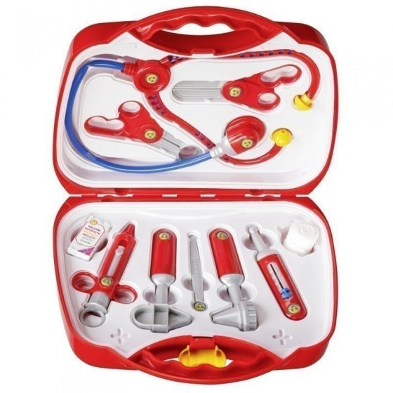 dokterskoffertje met accessoires 11-delig rood 26,5 cm