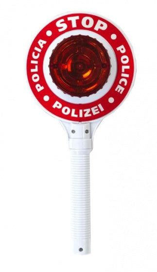 politie-stopbord met handvat en knipperlicht 29 cm