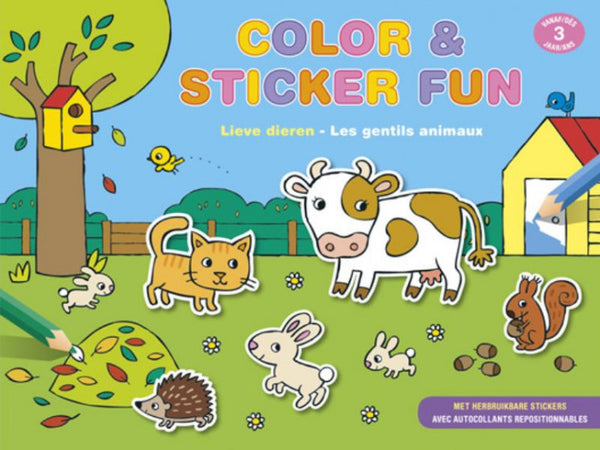 kleur- en stickerboek color & sticker fun: lieve dieren