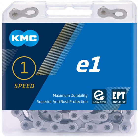 Ketting single speed KMC e1 long EPT 130 schakels - donker zilver