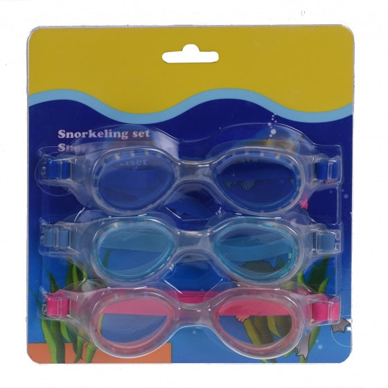 zwembrillen junior blauw/roze one-size 3-delig