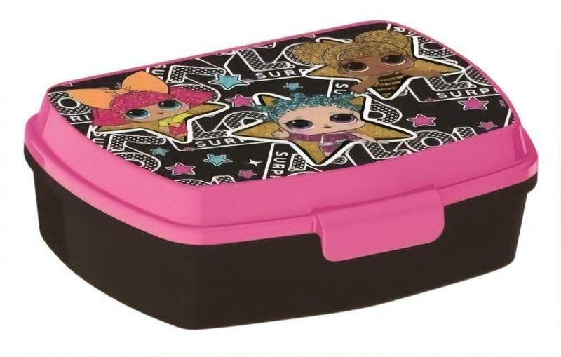 lunchbox meisjes 17 x 13 x 6 cm zwart/roze