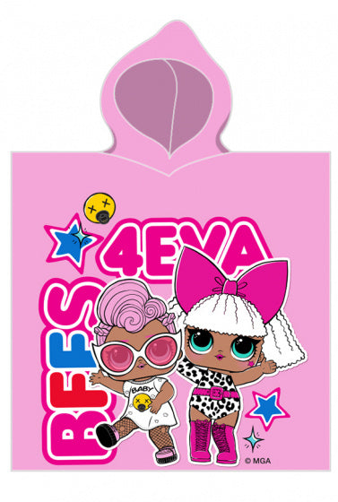 poncho BFF's 4EVA meisjes 50 x 115 cm katoen roze