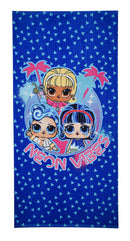 strandlaken Neon Vibes 70 x 140 cm katoen blauw