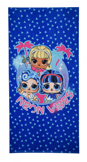 strandlaken Neon Vibes 70 x 140 cm katoen blauw
