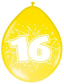 Ballonnen ster 30 cm - 16 jaar - 8 stuks - Feestartikelen