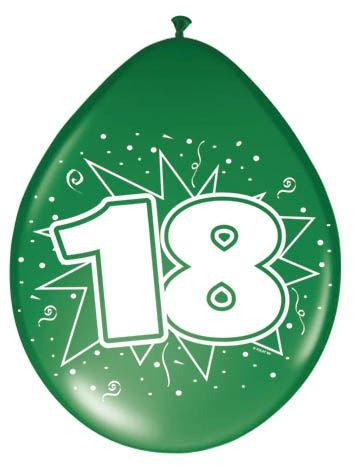 Ballonnen ster 30 cm - 18 jaar - 8 stuks - Feestartikelen