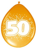 Ballonnen ster 30 cm - 50 jaar - 8 stuks - Feestartikelen