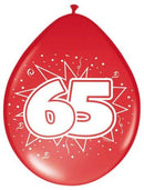 Ballonnen ster 30 cm - 65 jaar - 8 stuks - Feestartikelen