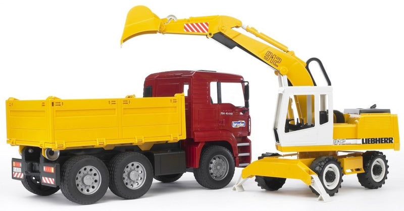 Bruder 2751 MAN TGA Kiepauto met Liebherr Graafmachine