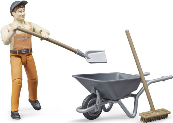 gemeentewerker met accessoires bruin 4-delig