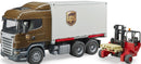 Bruder 3581 Scania UPS Vrachtwagen Met Heftruck