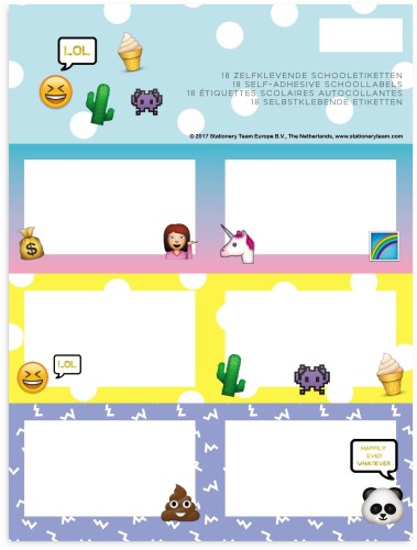 Etiketten Emo Fun 18 stuks Kaftpapier Stationery Team Emofun