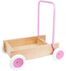 Loopwagen/blokkenkar roze Van Bueren 28x13x11 cm Loopwagen Van Bueren