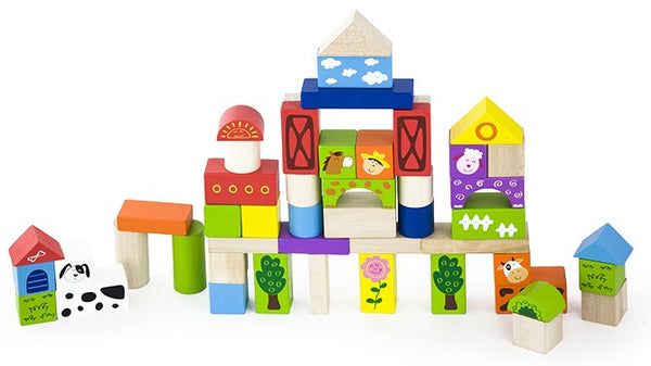 blokkenset boerderij 50 stuks multicolor