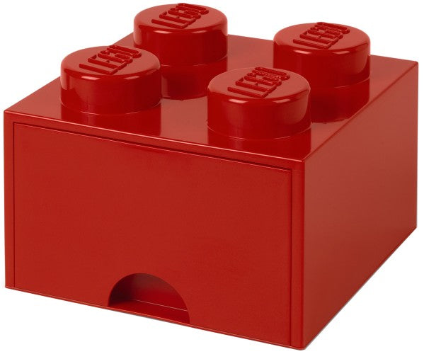 opbergsteen met lade 4 noppen 25 x 18 cm polypropyleen rood