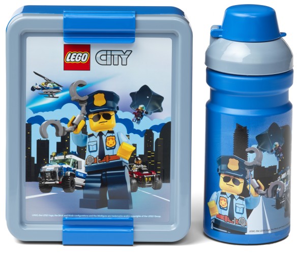 Lunchset LEGO City - blauw/grijs - Lunchbox LEGO License