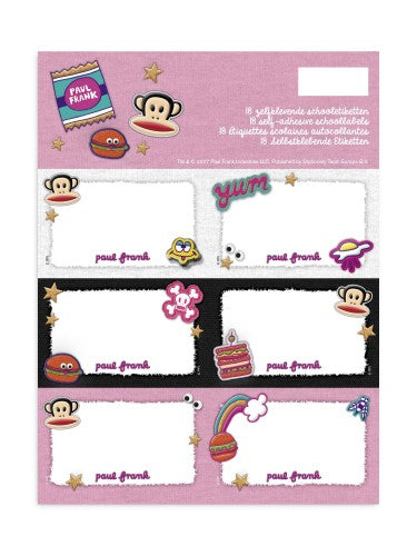 Etiketten Paul Frank Girls - 18 stuks - Kaftpapier Stationery Team Paul Frank