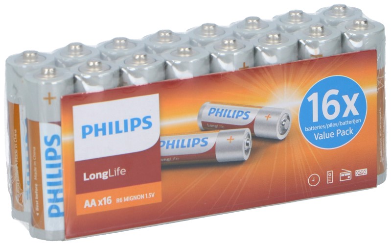 Philips Longlife AA Batterij, 16st.