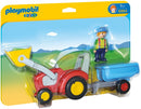 Playmobil 1.2.3. Boer met Tractor en Aanhangwagen - 6964