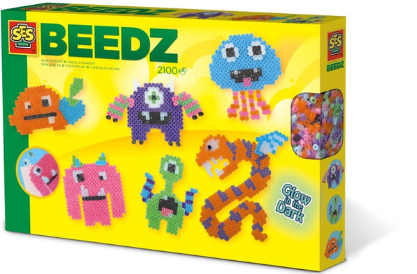 SES Creative Beedz Strijkkralen Glow In The Dark Monsters 2100 Stuks