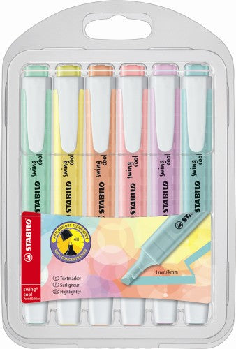 STABILO swing cool Pastel - Markeerstift - Set Met 6 Stuks