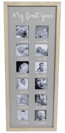 Fotolijst My First Year 12-foto AND apos;s 55x22x1,5cm grijs/hout