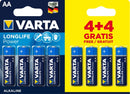 Batterijen Varta Longlife AA 8 stuks Batterijen