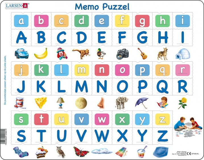 Larsen Memopuzzel Leren Lezen  - Het Alfabet met Afbeeldingen, 52st.