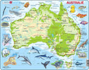 Larsen Legpuzzel Kaart Australie Geografisch met Dieren, 65st.
