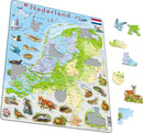 Larsen Legpuzzel Kaart Nederland - Geografisch met Dieren, 68st.